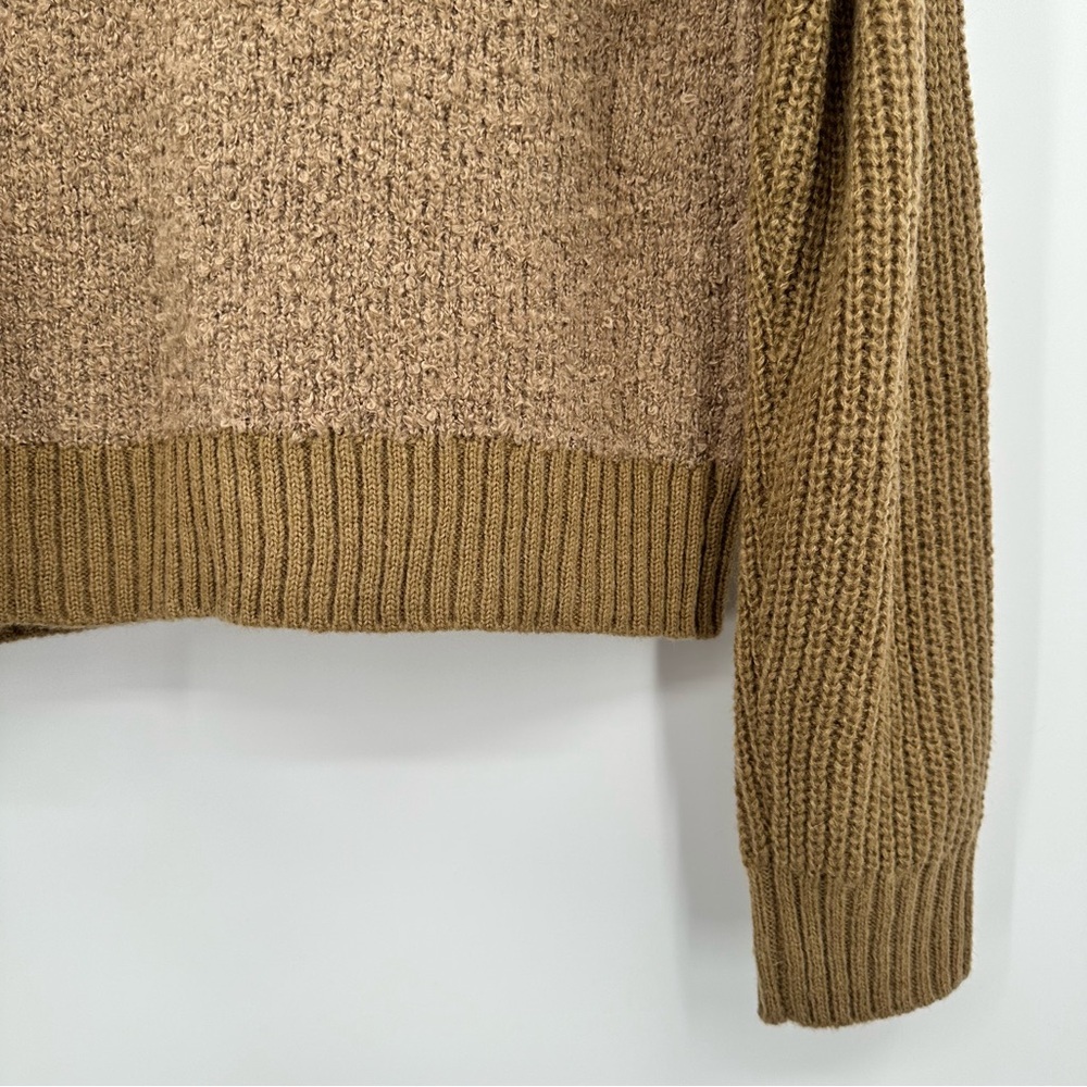 Miss Me 1/4‎ Zip Pullover Textured Cable Knit Brown Tan Sweater Size Small - Picture 7 of 9